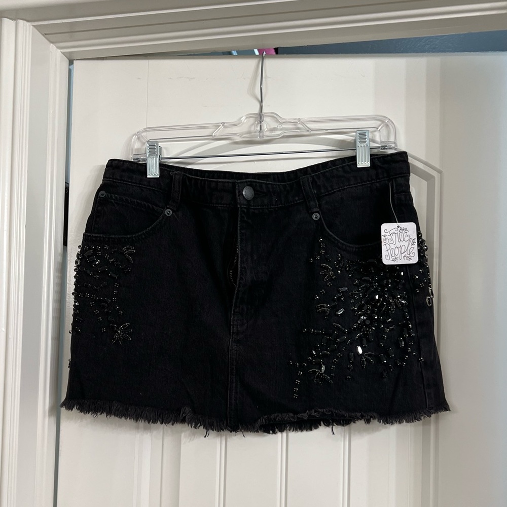 NWT Free People black denim skirt